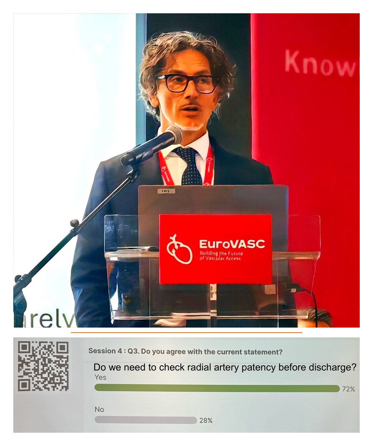 Dr. Giovanni Amoroso presents on lifetime management of the radial artery at EuroVASC 2026